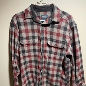 Woolrich Red Brown Plaid Button Down Flannel Shirt Men's sz M